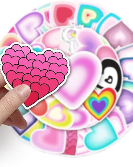 Aesthetic Heart Vinyl Stickers, 50 PCS Waterproof Love Decals for Laptops, Scrapbooking, Notebooks, Water Bottles, Suitcases, Phones & DIY Decor