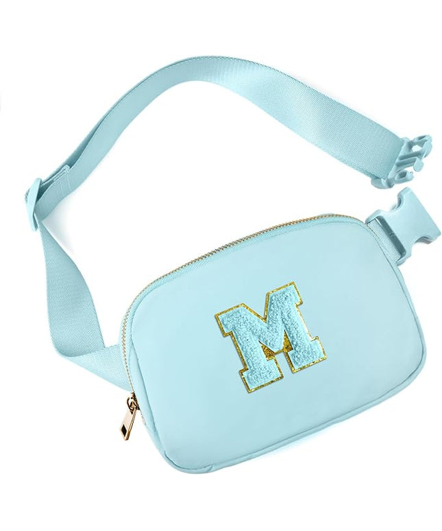 Gitus Gifts for 8 9 10 11 12 Year Old Girls Belt Bag Fanny Pack Crossbody Bags with Initial Letter Patch Cute Stuff Birthday Gifts for Teen Girls Women Personalized Trend Stuff (Icing Blue-M)
