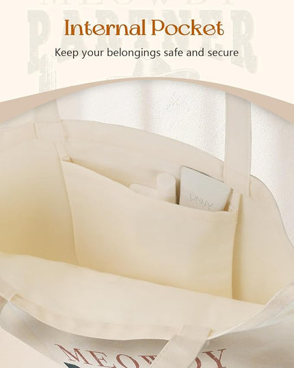 Canvas Tote Bag with Pockets - Aesthetic Reusable Totes for Women Ladies Cute Printed Cloths Canvas Shoulder Bag