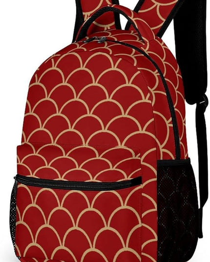 Fashion Chinese Goldfish Scales Backpack Lightweight Large Capacity Laptop Daybag for Travel Work
