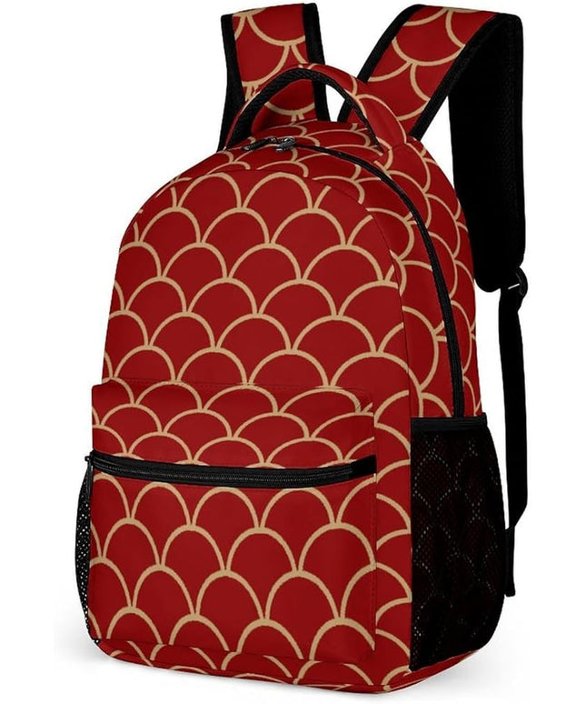 Fashion Chinese Goldfish Scales Backpack Lightweight Large Capacity Laptop Daybag for Travel Work