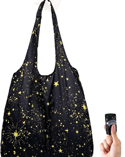 Nanobag Ultralight Foldable Tote for Women & Men, Reusable Grocery & Travel Bag, Packable Collapsible Compact Market Essential (Standard Stars)