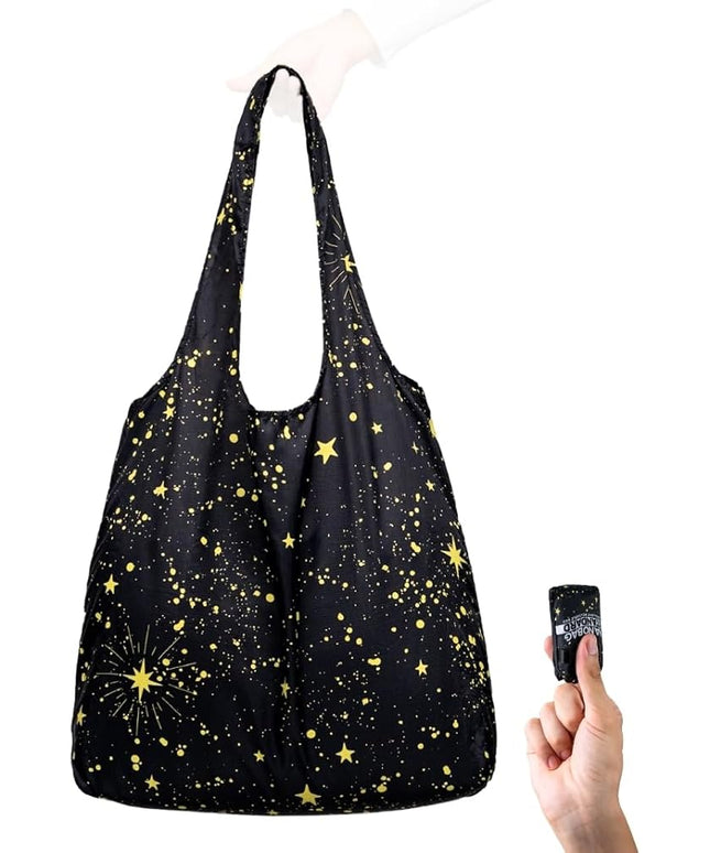 Nanobag Ultralight Foldable Tote for Women & Men, Reusable Grocery & Travel Bag, Packable Collapsible Compact Market Essential (Standard Stars)