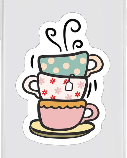 (3PCS) Coffee Cups Stacked Sticker for Phone Tablet Laptop Car Truck Window | 2" Sticker