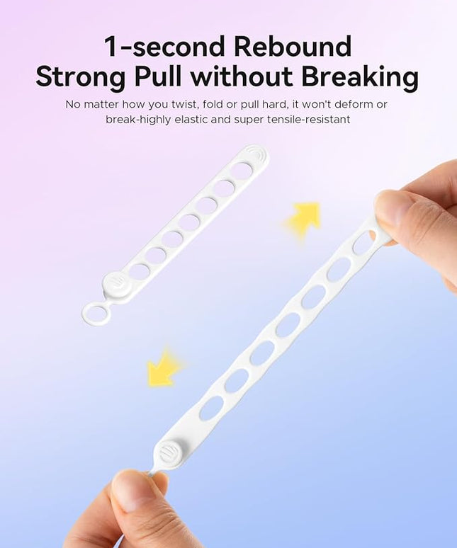 ORICO Silicone Cable Ties, Data Cable Organizer Reusable with Locking Buckle Design, High Elasticity Cord Wraps for Earphone, Phone Charger, Adjustable Fastening Cable Straps