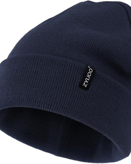 Zylioo Oversize Beanie Hats, XXL Big Size Ribbed Knit Cuffed Winter Hat for Cold Weather, Warm Skull Watch Cap