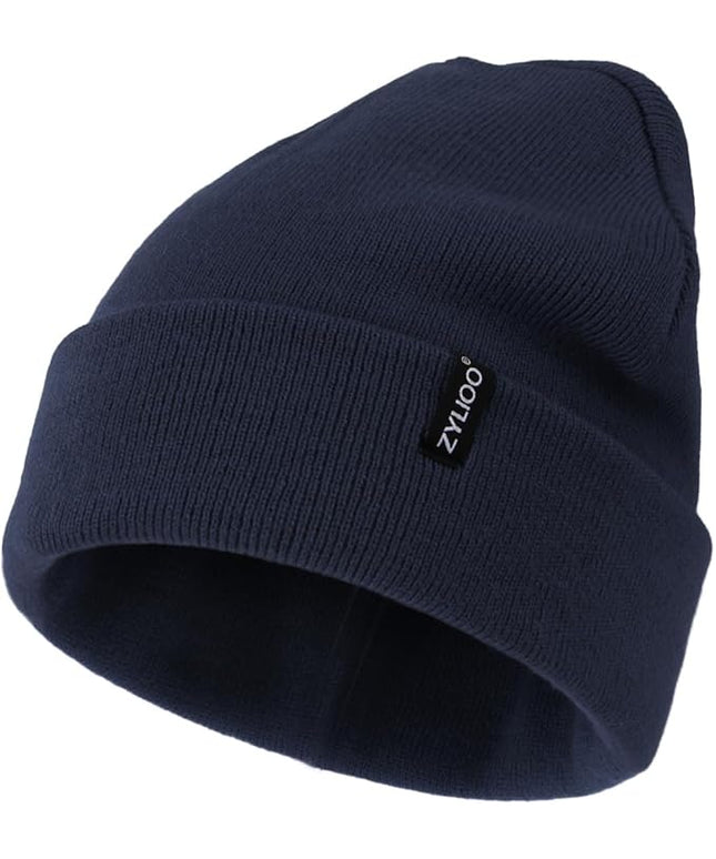 Zylioo Oversize Beanie Hats, XXL Big Size Ribbed Knit Cuffed Winter Hat for Cold Weather, Warm Skull Watch Cap