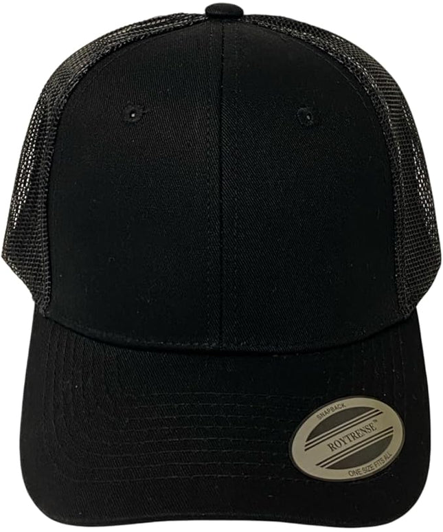 Classic Solid Black Mesh Trucker Hat - Adjustable Snapback Cap for Men & Women - Casual & Sporty Style