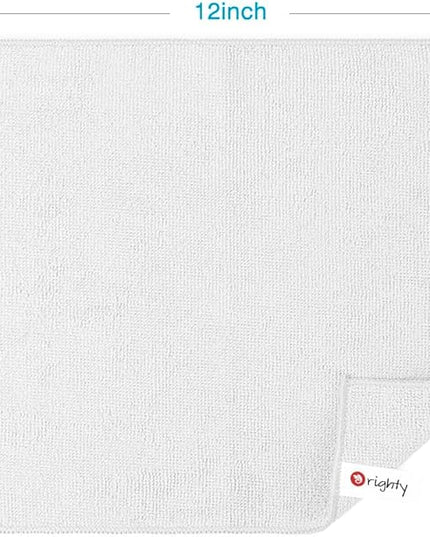Orighty White Microfiber Cleaning Cloth, Microfiber Towels for Cars, Highly Absorbent Car Cleaning Supplies, Lint Free Cloths Clean Rags for Car Care, House, Kitchen, 12x11 inch, Pack of 24