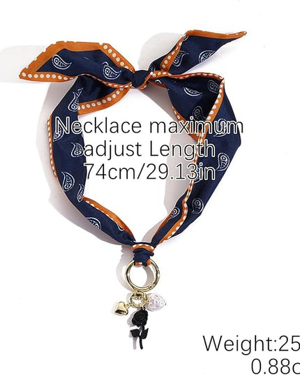 HETICA Scarf Necklace for Women Silk Western Charm Necklaces Fashion Accessory Jewelry Gift