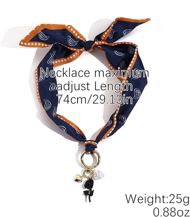 HETICA Scarf Necklace for Women Silk Western Charm Necklaces Fashion Accessory Jewelry Gift