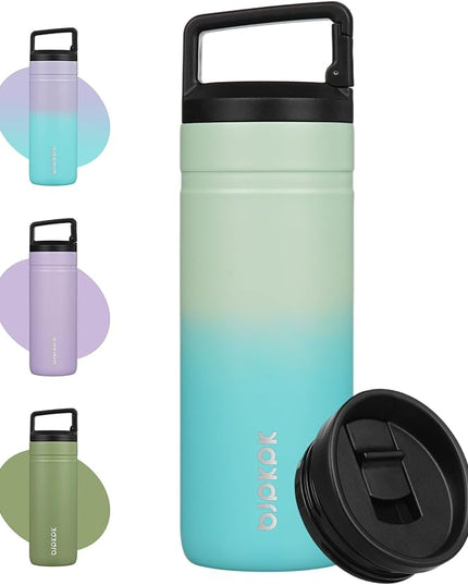 BJPKPK Insulated Water Bottle with 2 Lids,20 oz Double Wall Stainless Steel Vacuum Tumbler Travel Coffee Mug,Wide Mouth Thermal Cup,Mint