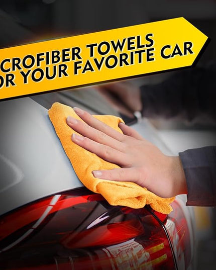 HOMEXCEL Yellow Microfiber Cleaning Cloths 12 Pack, 12.5 x 12.5 inch Microfiber Towel for Cars, Ultra Absorbent Car Washing Cloth, Lint Free Streak Free Cleaning Rags for Car, Kitchen, and Window