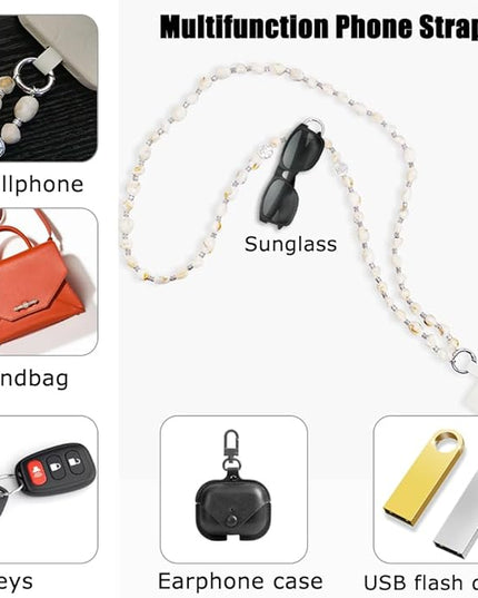 Phone Crossbody Strap, 2in1 Wrist Charm&Shoulder Lanyard,3Ways Usage free to Assembly and Disassembly Phone Strap with Tether Patches for Most Phones Bag Purse (L)