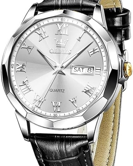 OLEVS Mens Watches Mens Leather Watch Ultra Thin Watches for Men Minimalist Watch with Leather Band Quartz Analog Dress Casual Simple Lightweight relojes para Hombres