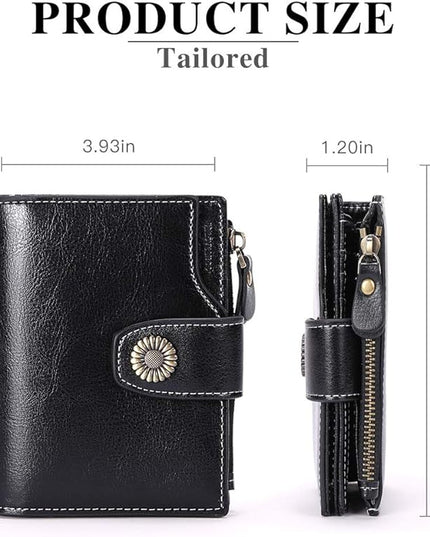 FALAN MULE Small Wallet for Women Leather Bifold Compact Small Womens Wallet with RFID Blocking