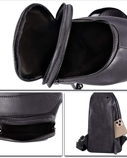 Genuine Leather Sling Bag for Man and Women Crossbody Purse Handmade Retro Shoulder Backpack Vintage Chest Bags