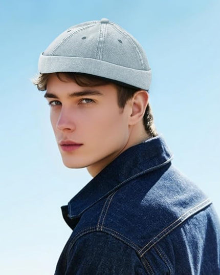 Brimless Hat for Men Women Docker Cap Vintage Sailor Beanie Cap