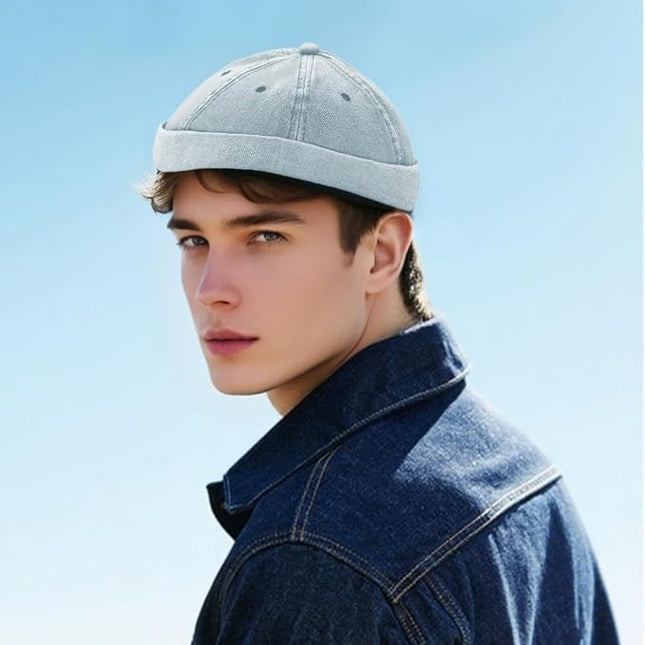 Brimless Hat for Men Women Docker Cap Vintage Sailor Beanie Cap