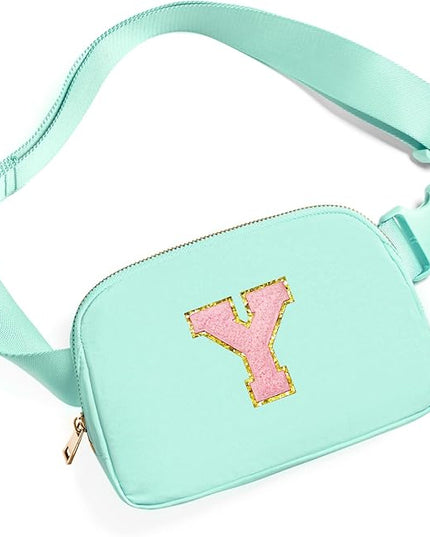 Gitus Belt Bag Fanny Pack Crossbody Bags with Initial Letter Patch Cute Stuff Birthday Gifts for Teenager Girls Trendy Preppy Stuff for Teen Girls Cool Stuff for Teens (Mint Green-Y)
