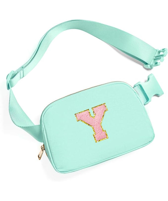 Gitus Belt Bag Fanny Pack Crossbody Bags with Initial Letter Patch Cute Stuff Birthday Gifts for Teenager Girls Trendy Preppy Stuff for Teen Girls Cool Stuff for Teens (Mint Green-Y)