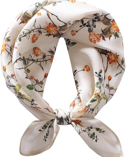 ANDANTINO 100% Real Mulberry Silk Scarf -21'' x 21''- Lightweight Neckerchief –Women Men Small Square Digital Printed Scarves