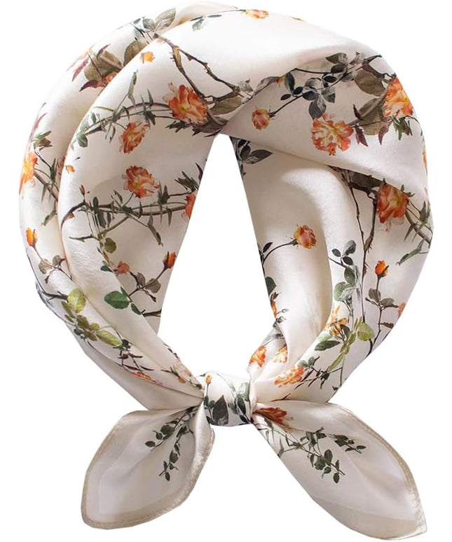 ANDANTINO 100% Real Mulberry Silk Scarf -21'' x 21''- Lightweight Neckerchief –Women Men Small Square Digital Printed Scarves