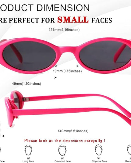 VIA LEECA Trendy Oval Sunglasses Women 90’s Vintage Sun Glasses Fashion Tinted Glasses UV400 Protection