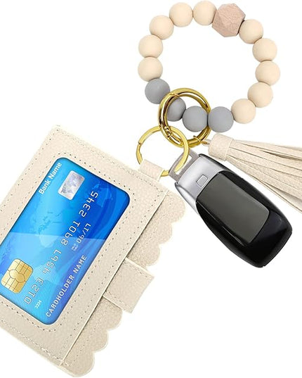 Wristlet Keychain for Women Silicone Key Ring Bracelet Wristlet Wallet Bracelet Keychain Card Holder Keyring