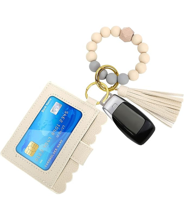 Wristlet Keychain for Women Silicone Key Ring Bracelet Wristlet Wallet Bracelet Keychain Card Holder Keyring