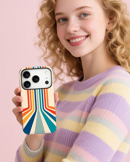 Magnetic for iPhone 17 Pro Case Cute Frog Stripes Phone Case, Summer Shockproof Slim TPU and Hard PC Protective Phone Cover Compatible with MagSafe Designed for Women Girls