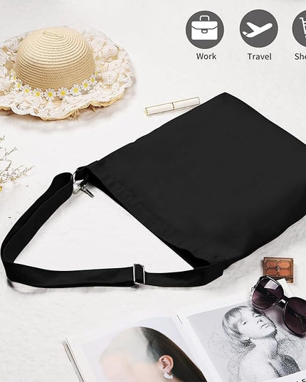 Women's blank large Size Canvas Crossbody Tote Handbags Shoulder Bag