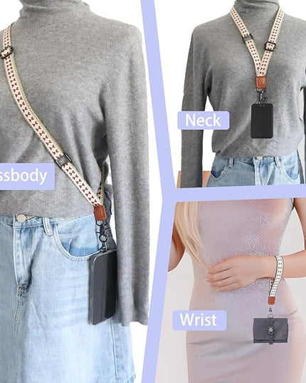 Adjustable Lanyard for Phone, Camera, Name Tags, ID card, Keychain and Wristlet Straps with 2 phone pads(Black)