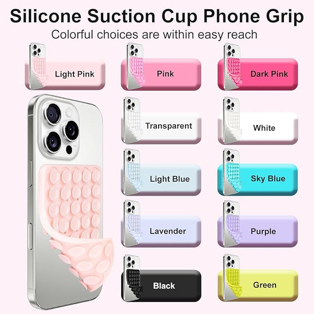 1 Pack Silicone Suction Cup Phone Case Mount Double Sided, Hands-Free Strong Grip Holder for Selfies and Videos, Silicon Phone Stand Sticky for iPhone and Android Sky Blue