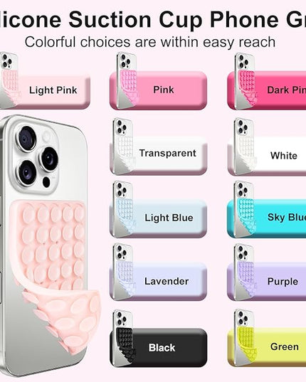 1 Pack Dark Pink Double Sided Silicone Suction Cup Phone Case Mount, Hands-Free Strong Grip Holder for Selfies and Videos, Silicon Phone Stand Sticky for iPhone and Android