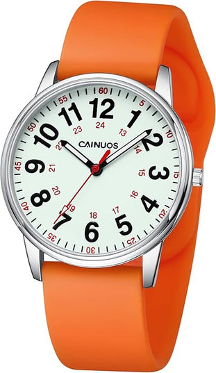 Nurse Watch for Medical Professionals, Students Women Men - Military Time Luminouse Easy Read Dial, 24 Hour with Second Hand, Colorful Silicone Band