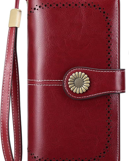 SENDEFN Wallets for Women Leather Credit Card Holder with RFID Blocking Large Capacity Wristlet | with RFID Blocking, Large Capacity, Wristlet, with RFID Blocking, Large Capacity, Wristlet