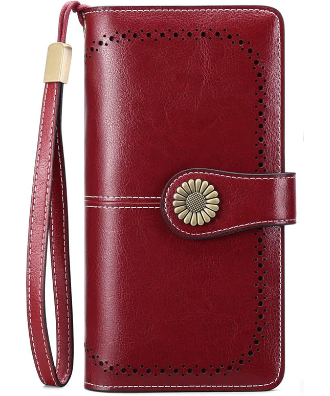 SENDEFN Wallets for Women Leather Credit Card Holder with RFID Blocking Large Capacity Wristlet | with RFID Blocking, Large Capacity, Wristlet, with RFID Blocking, Large Capacity, Wristlet