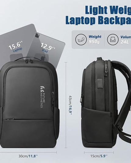 hk Backpack for Men Business Backpack with USB Charger Anti-Theft Mens Backpacks Water-Resistant 15.6 Inch Laptop Backpack Lightweight Casual Bag for Business Travel Office Work College, Black