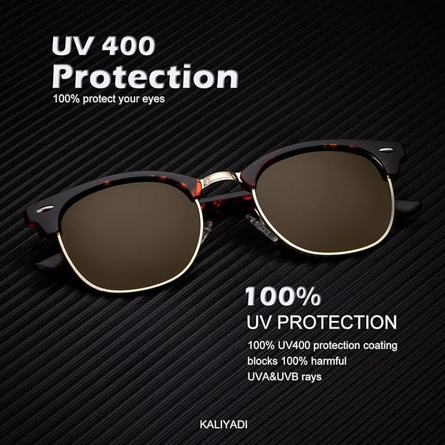 KALIYADI Polarized Sunglasses for Men and Women Semi-Rimless Frame Driving Sun glasses UV Blocking