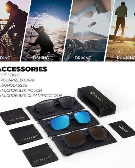KALIYADI Polarized Sunglasses for Men, Lightweight Sun Glasses with UV Protection for Driving Fishing Golf
