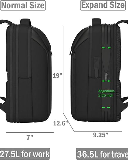 Expandable Laptop Backpack, Business Travel Backpack,TSA-Flight Approved Backpack with USB Charging Port fit 17.3 Inch Laptop for Men