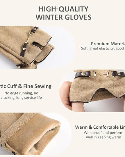Clothirily Winter Gloves for Women, Touchscreen Texting Winter Gloves Women, Fleece Lined Warm Winter Glove for Cold Weather
