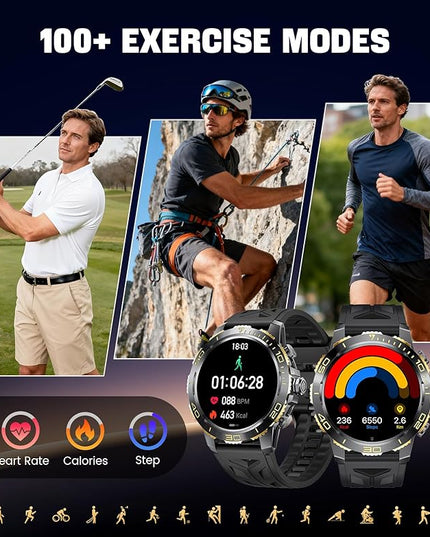 LIGE Smart Watches for Men, Make/Answer Call, 1.43" AMOLED Fitness Watch with Heart Rate/Sleep Monitor, 600mAH Battery, 200+ Sports Modes, IP68, Business Sport Smart Watch for Android iOS, Black Gold