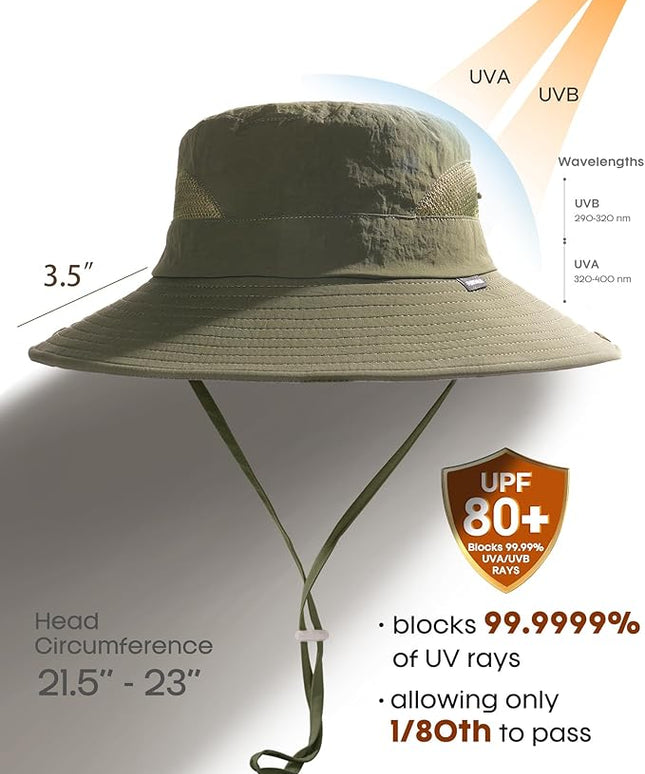 FURTALK Womens Sun Hat with Ponytail Hole Beach Hiking Summer Wide Brim UPF 80+ Outdoor Protection Foldable Bucket Hat