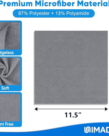 Microfiber Cleaning Cloth, 20 Pack Reusable Microfiber Towels for Cars Lint Free Cleaning Shop Towel Rags for Home Kitchen Automotive Bar Mechanic Restaurant Garage, 11.5"x 11.5", Grey