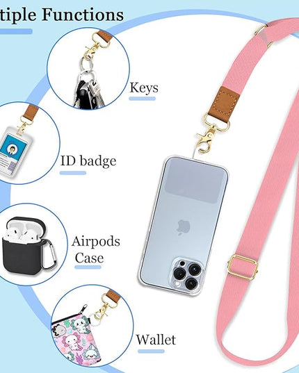 Phone Lanyard Crossbody Wrist Strap, Cell Phone Lanyards for Around The Neck Wristlet Adjustable Strap Solid Color for Keys Case ID Badges Accessories