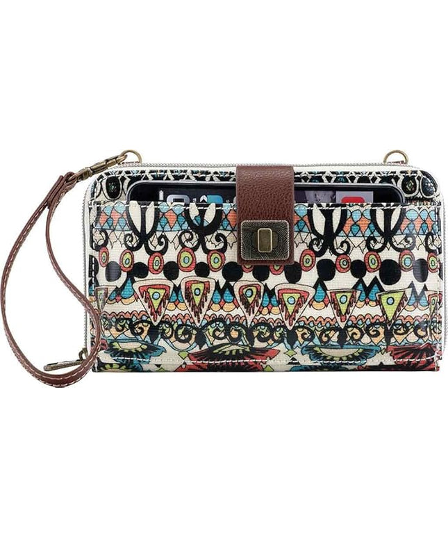 Sakroots Artist Circle Smartphone Crossbody in Coated Canvas, Detachable Wristlet Strap