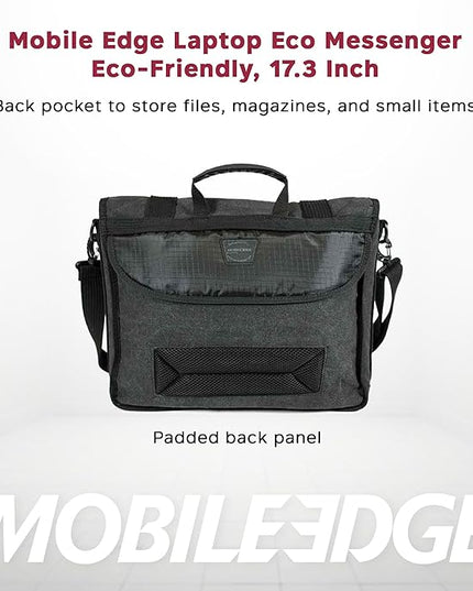 Mobile Edge Laptop Eco Messenger Eco-Friendly, 17.3 Inch Cotton Canvas, Charcoal for Men, Women, Business, MECME5, Ash