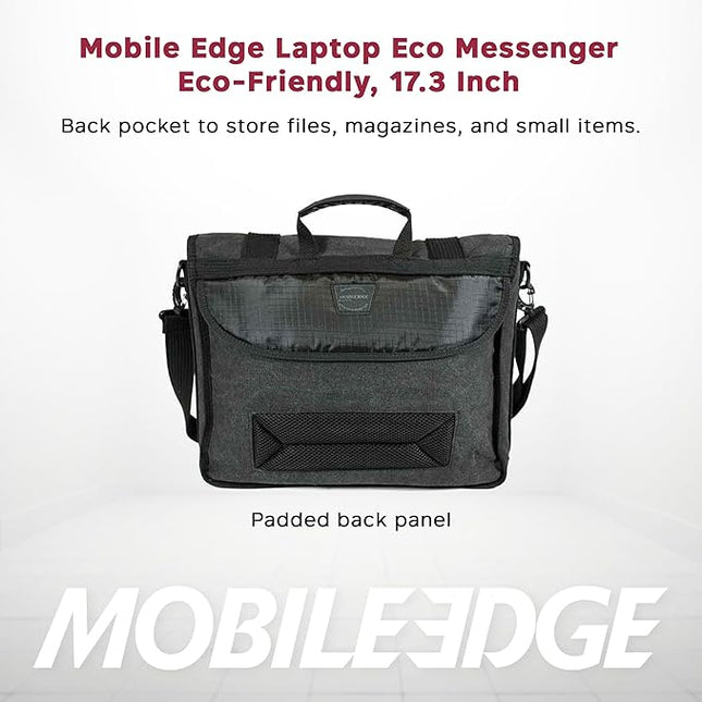 Mobile Edge Laptop Eco Messenger Eco-Friendly, 17.3 Inch Cotton Canvas, Charcoal for Men, Women, Business, MECME5, Ash